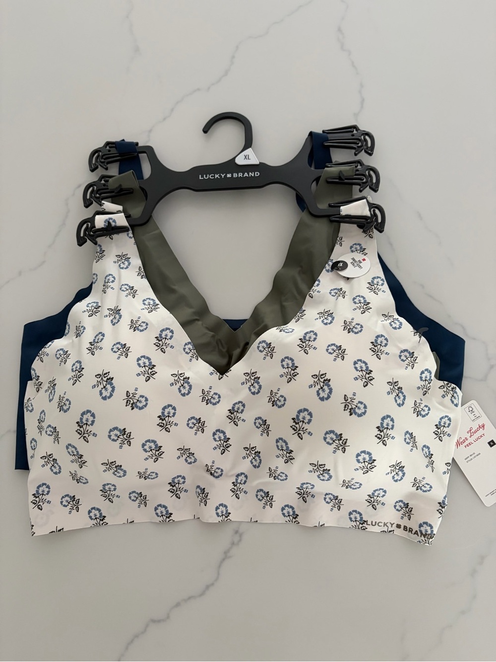 Lucky Brand ☘️ 3 pack laser lounge comfort bra removable pads Sz XL NWT$84